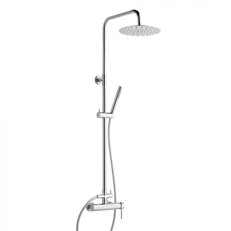 Colonna Doccia con Miscelatore Esterno, Soffione in Acciaio, Doccetta ABS e Deviatore – Made in Italy | 220 E0