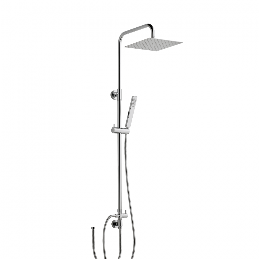 Colonna Doccia Estensibile con Soffione Acciaio e Doccetta Ottone – Senza Miscelatore | 200-S1