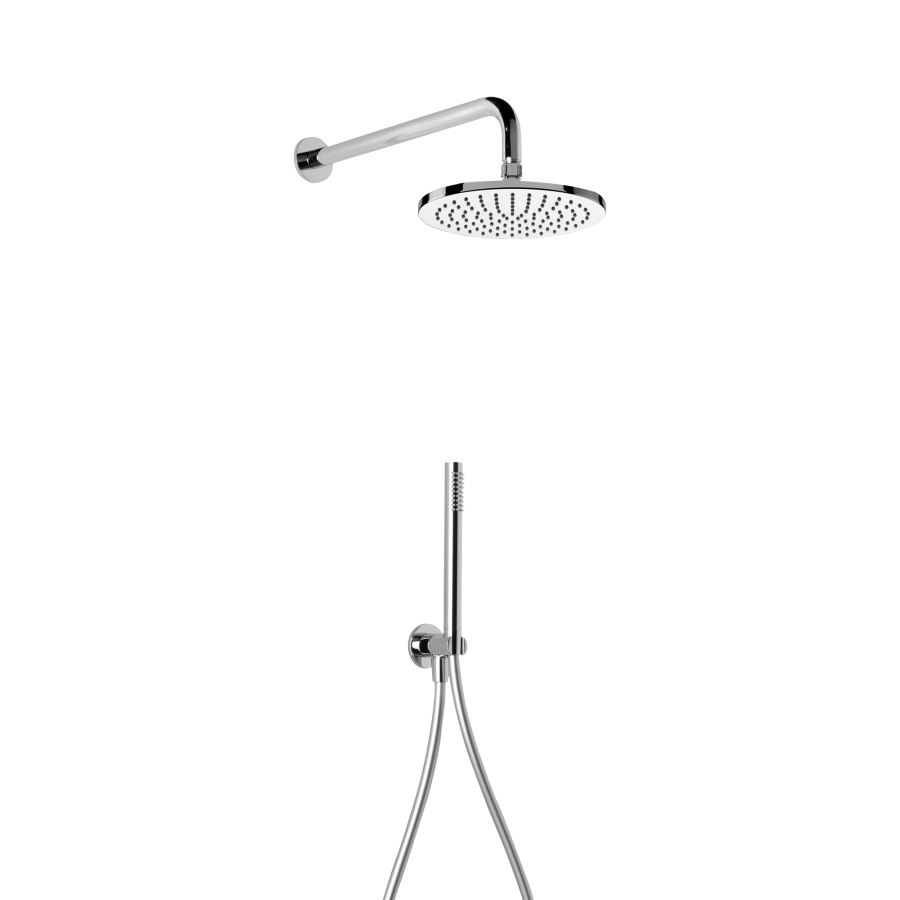 Set Doccia Completo con Presa d’Acqua, Braccio Doccia, Soffione in Ottone e Flessibile Silvertech – 302