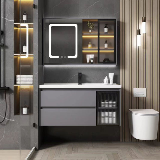 Mobile da Bagno con Lavabo e Specchio Contenitore