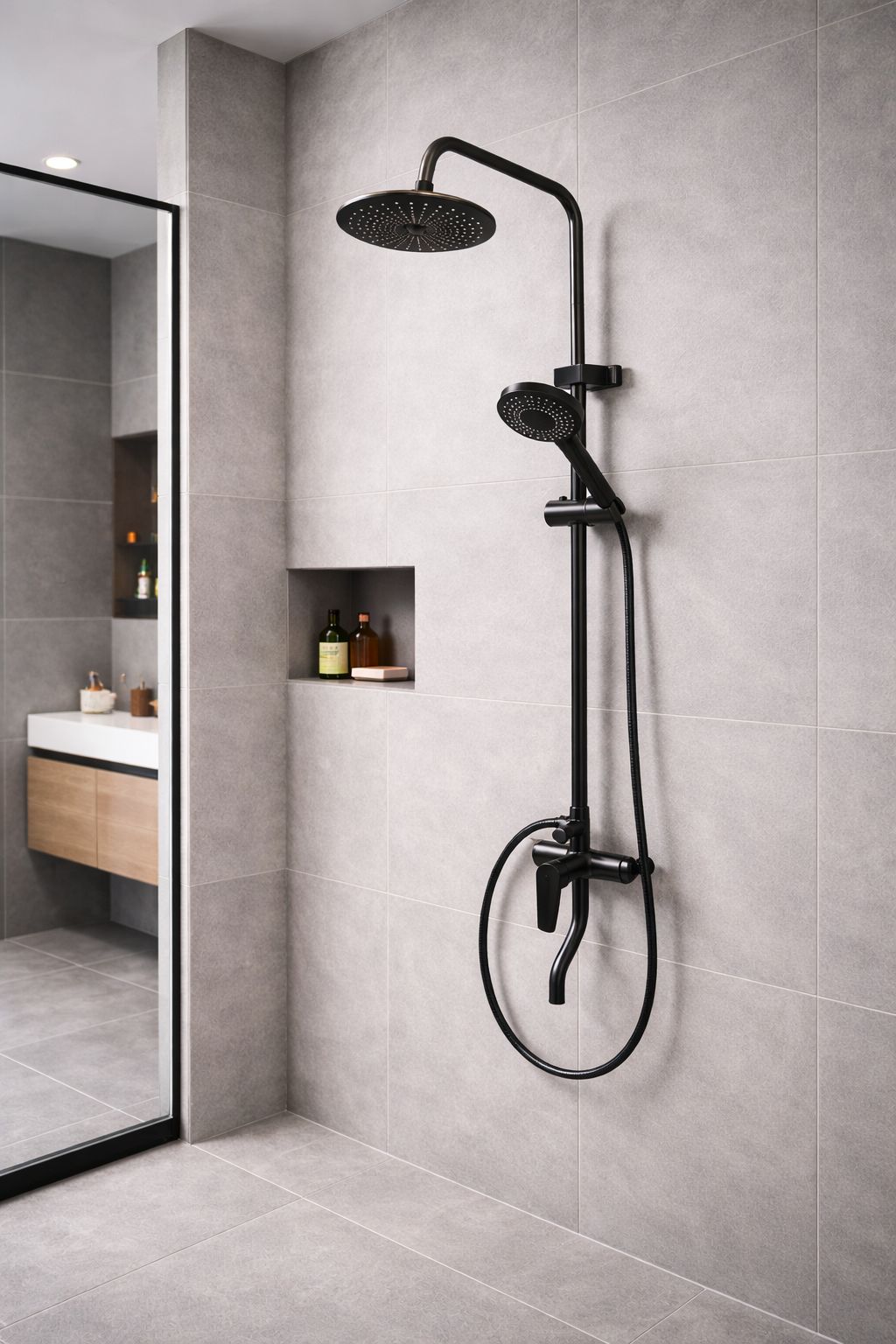 Colonna Doccia FUTURE HOME Multifunzione con Soffione Rain Tondo in Ottone Antracite – Regolazione Manuale