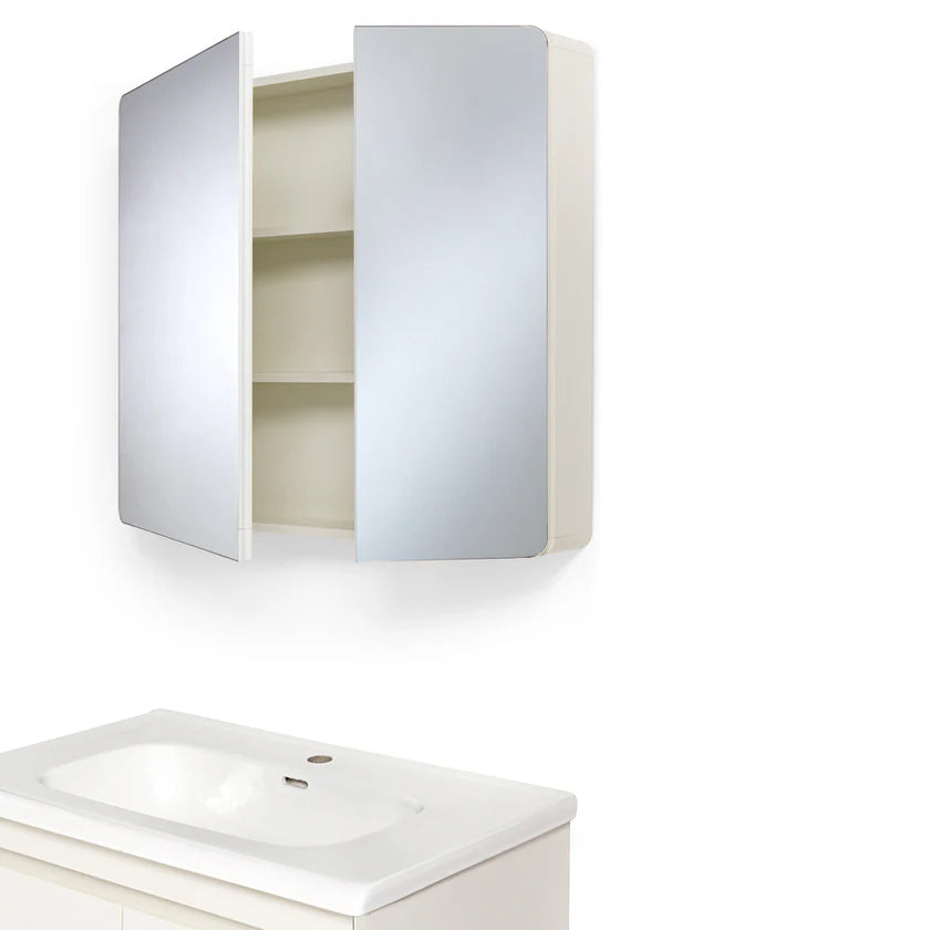 Mobile Bagno Sospeso 80cm MIMOSA in alluminio con ante e cassetti, specchiera sospesa, lavabo in ceramica