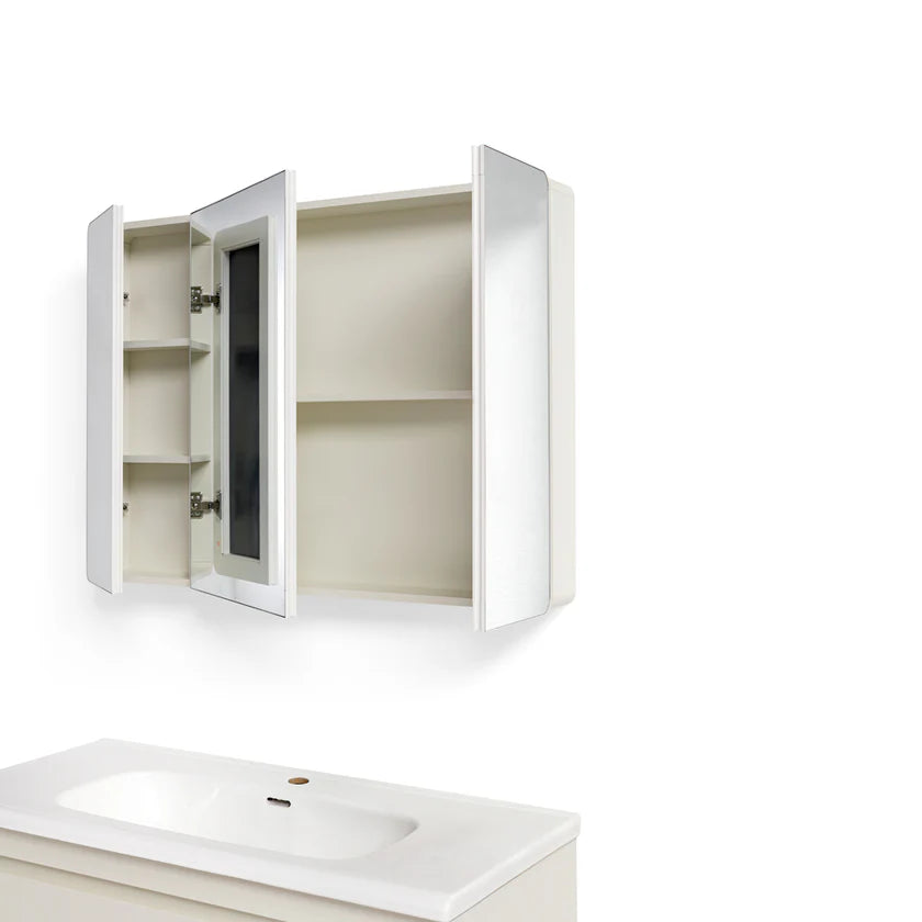 Mobile Bagno Sospeso 100 cm MIMOSA in alluminio con ante e cassetti, specchiera sospesa, lavabo in ceramica