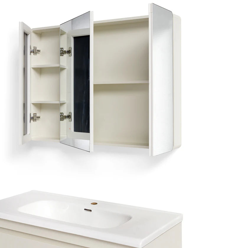 Mobile Bagno Sospeso 100 cm MIMOSA in alluminio con ante e cassetti, specchiera sospesa, lavabo in ceramica