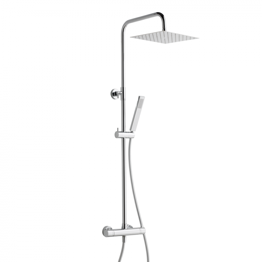 Colonna Doccia con Miscelatore Termostatico Esterno, Soffione Acciaio e Doccetta Ottone – 221-01