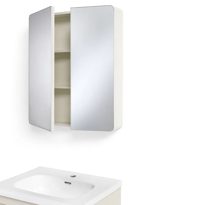 Mobile Bagno Sospeso 60cm MIMOSA in alluminio con ante e cassetti, specchiera sospesa, lavabo in ceramica