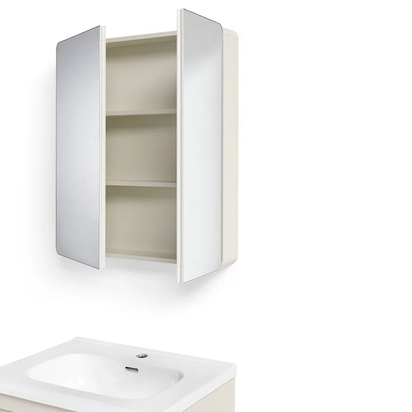 Mobile Bagno Sospeso 60cm MIMOSA in alluminio con ante e cassetti, specchiera sospesa, lavabo in ceramica