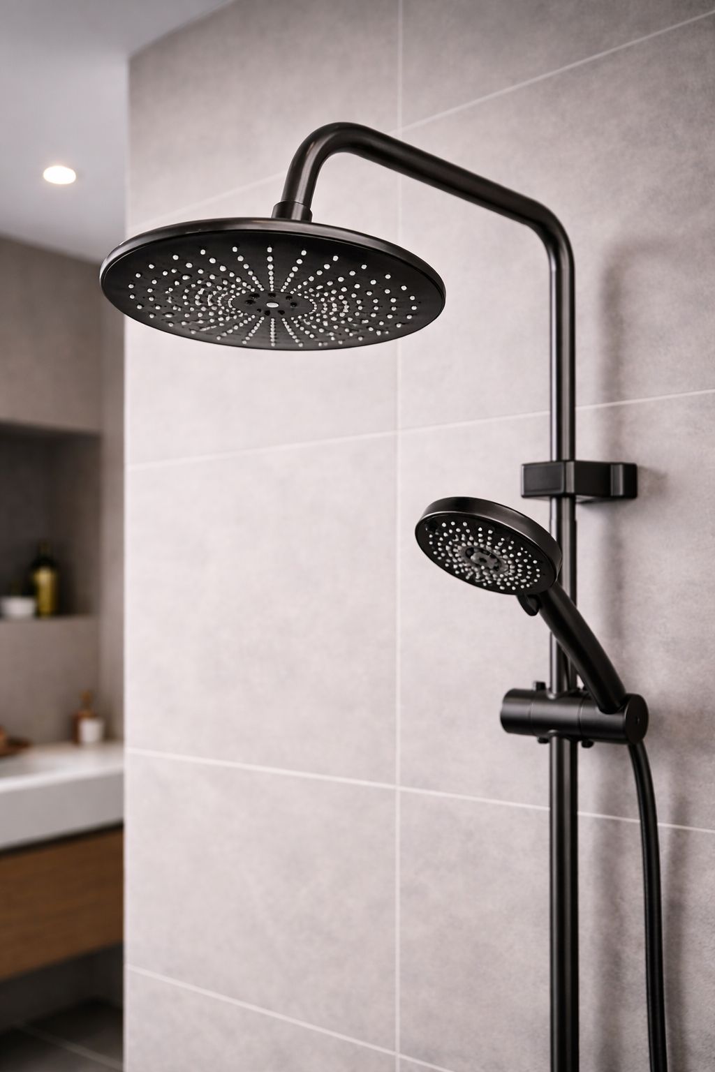 Colonna Doccia FUTURE HOME Multifunzione con Soffione Rain Tondo in Ottone Antracite – Regolazione Manuale