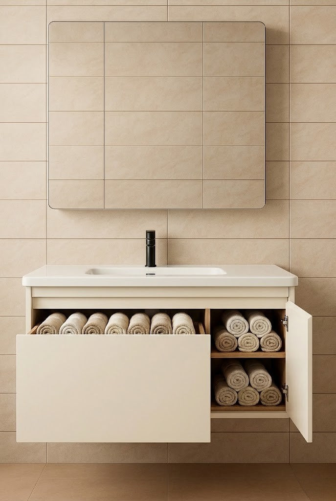 Mobile da Bagno con Specchio Contenitore, Armadietto , 60 cm, Gola