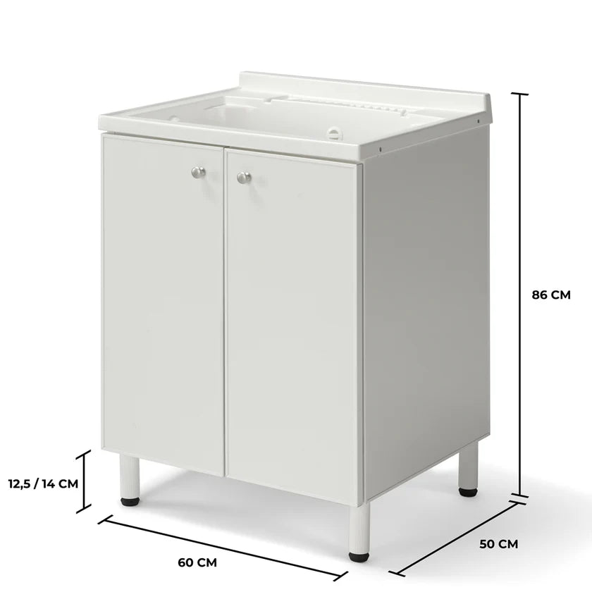 Lavatoio Lavapanni in alluminio 100% MADE IN ITALY NETTUNO 60 x 50 con vasca in ABS e sotto lavatoio
