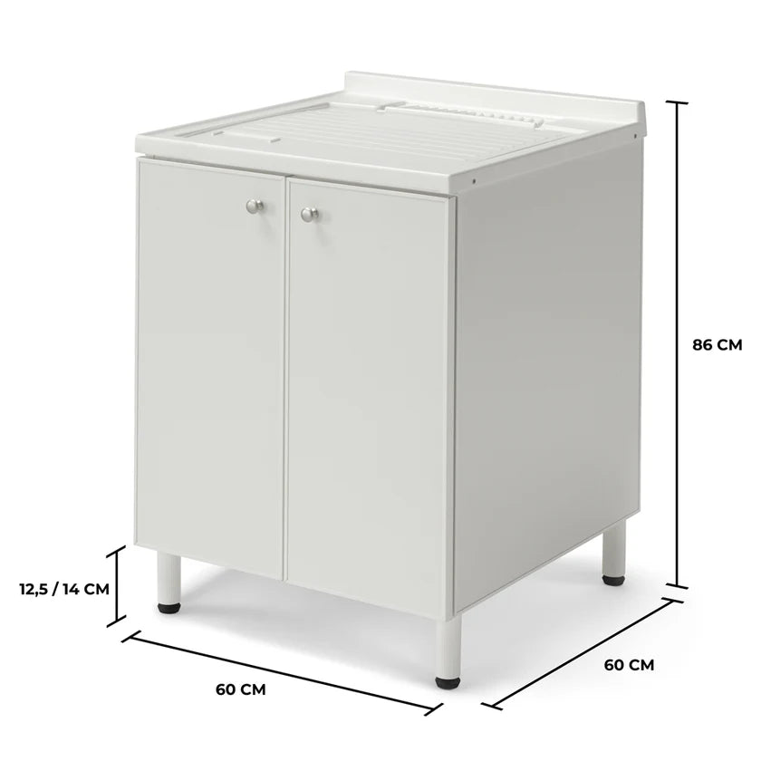 Lavatoio Lavapanni in alluminio 100% MADE IN ITALY NETTUNO 60 x 60 con vasca in ABS e sotto lavatoio