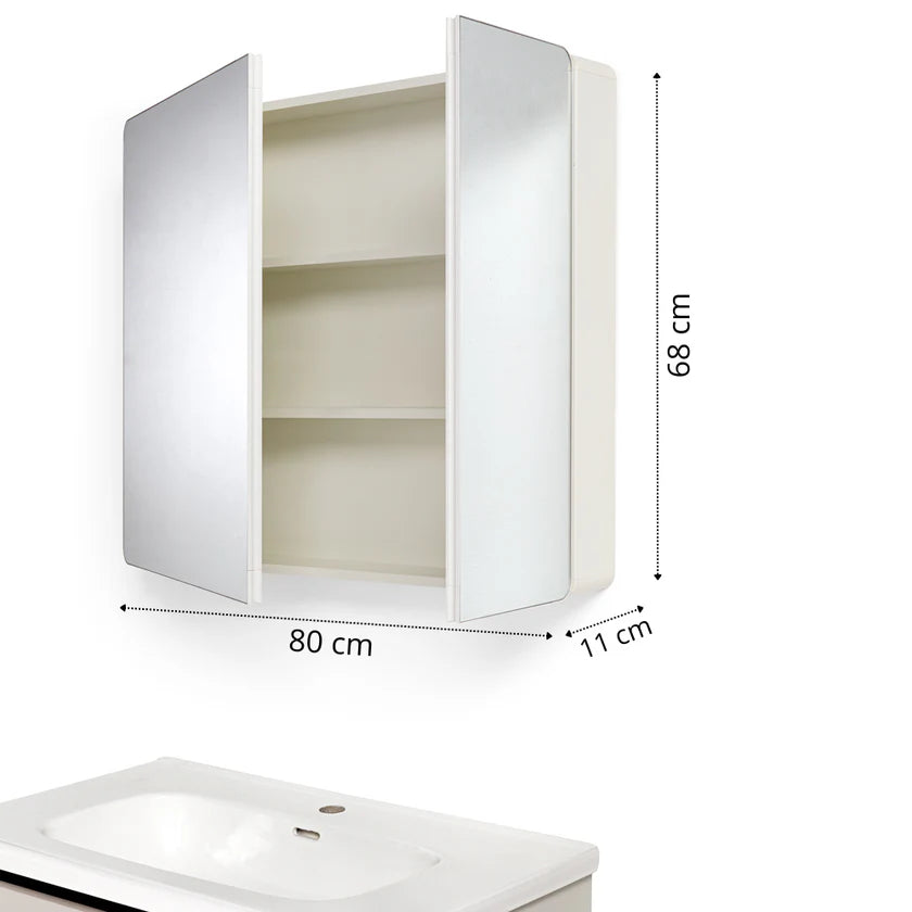 Mobile Bagno Sospeso 60/80/100 cm PEONIA in alluminio con ante e cassetti, specchiera sospesa, lavabo in ceramica