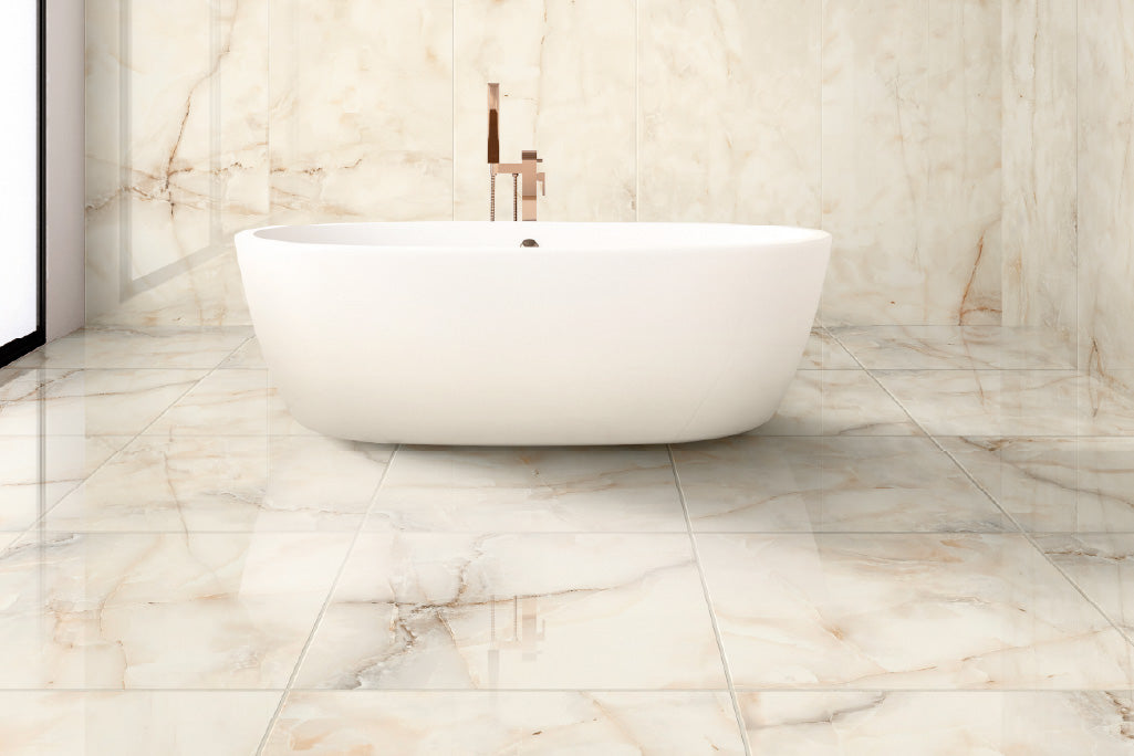 Piastrella Gres Porcellanato – Effetto Onice Beige Lucido - Royal Onyx