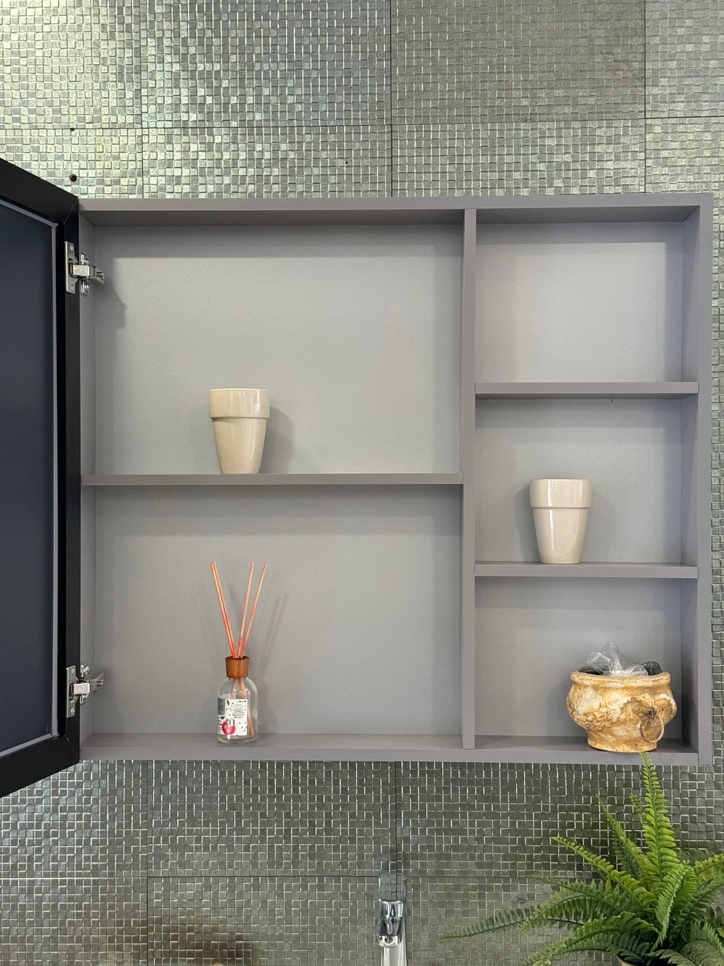 BATHROOM CABINET WITH MIRROR AND ALUMINUM CONTAINER