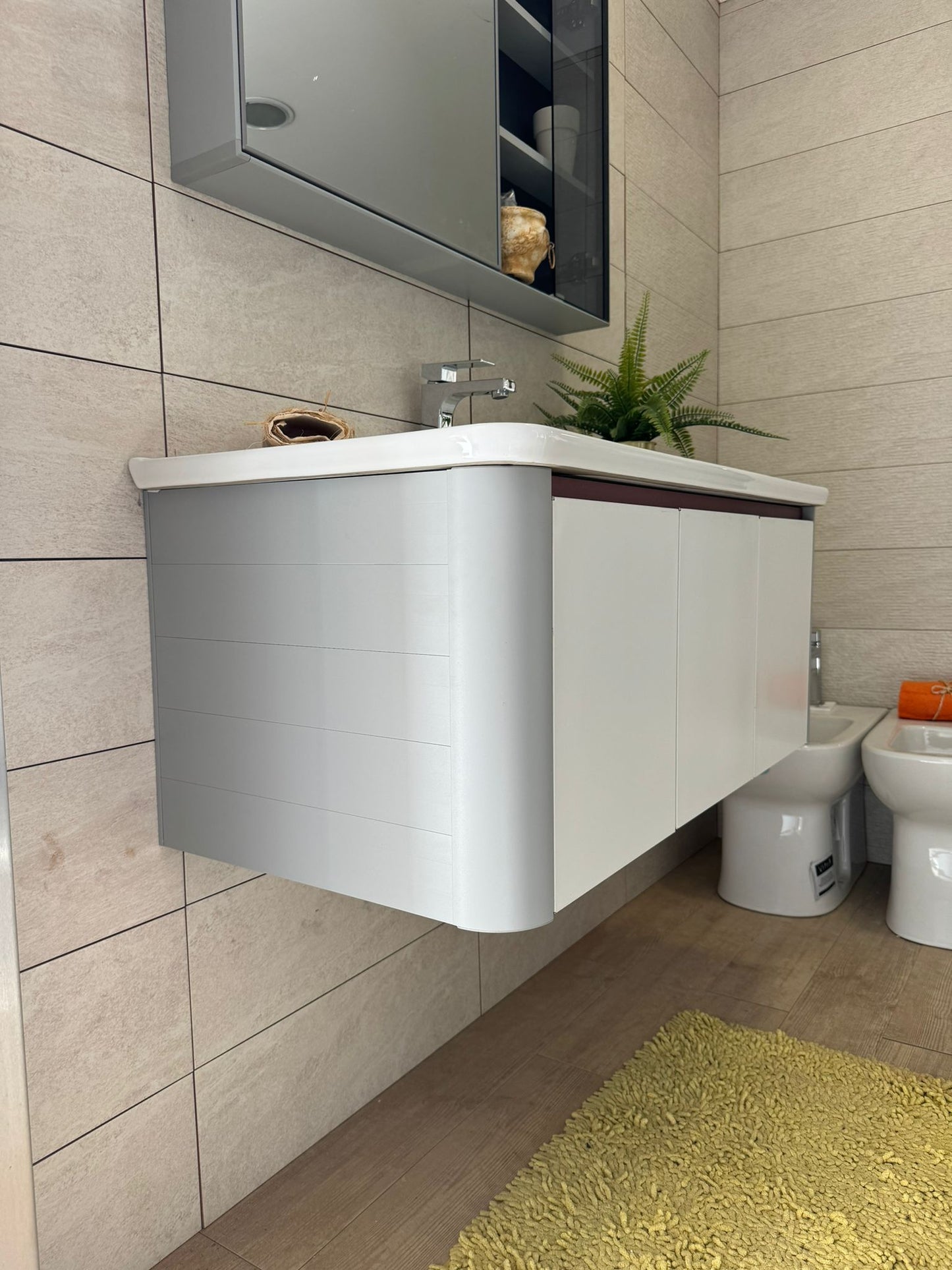 Bathroom Cabinet with Mirror Container, White Cabinet, 100 cm