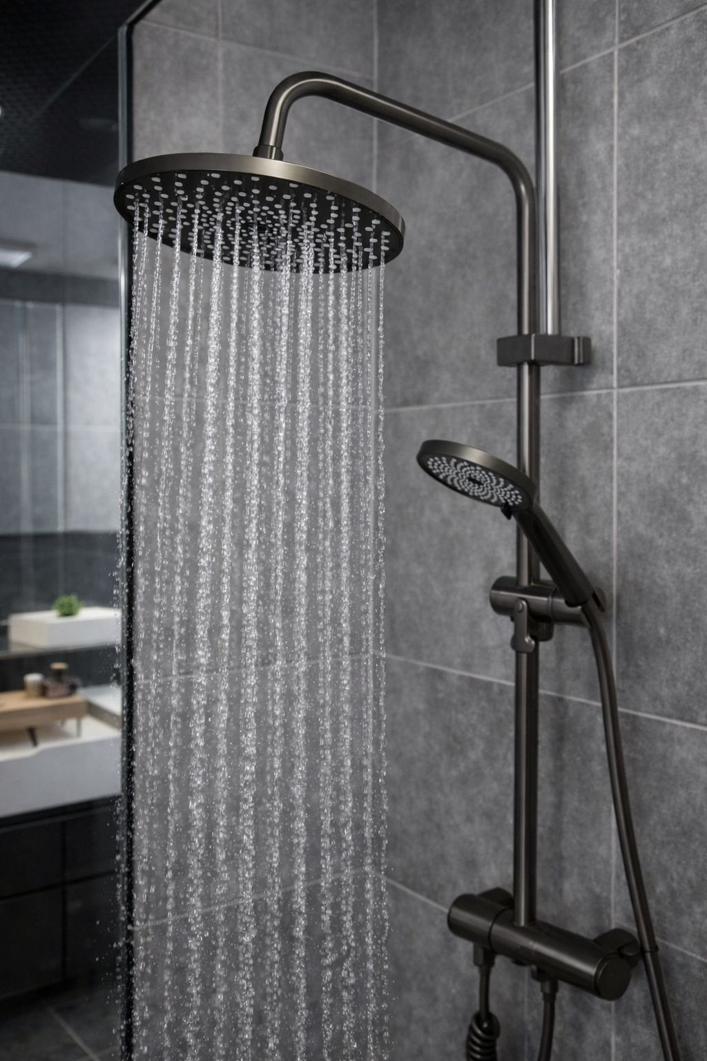 Colonna Doccia FUTURE HOME Multifunzione con Soffione Tondo Rain in Ottone Antracite