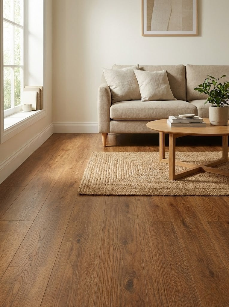 Pavimento SPC Effetto Legno Scuro – Rovere Caldo 120x20