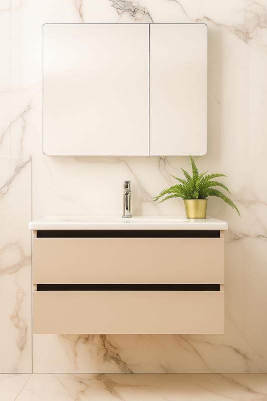 Mobile da Bagno con Specchio Contenitore, Armadietto , 80 cm, Gola Nera