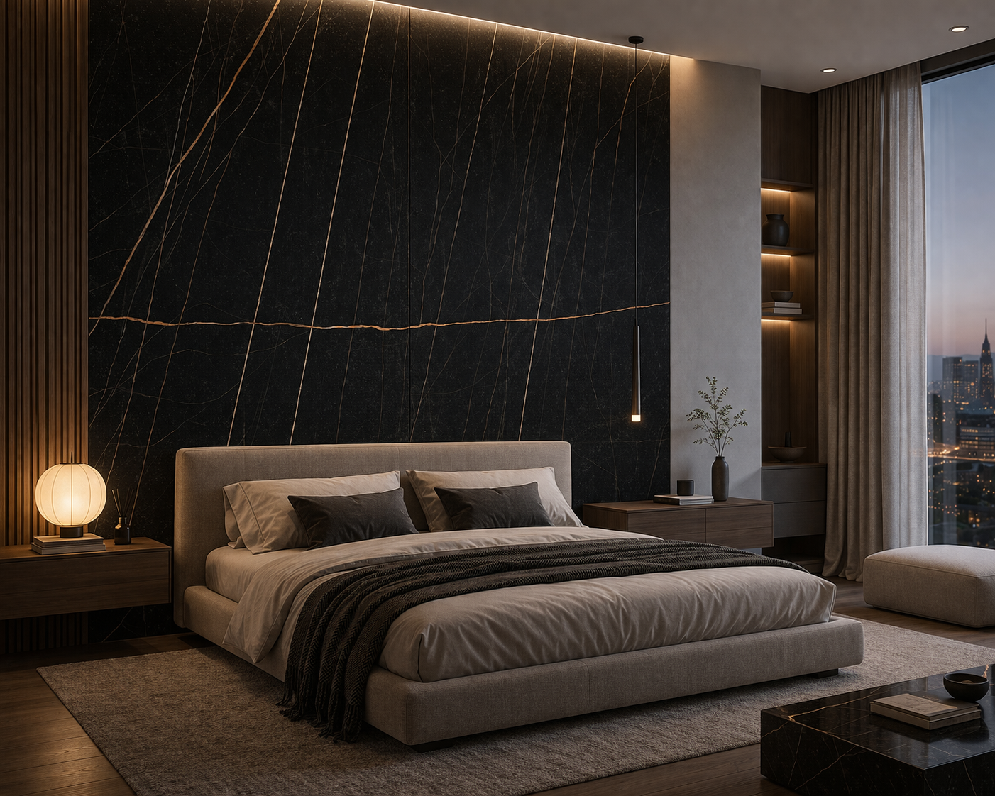 Lastra SPC Effetto Marmo Nero Venato Oro – Finitura Opaca | 280x120 cm